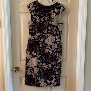 Purple and cream stretchy pencil dress